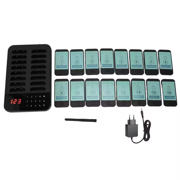 Sistema de Páger Inalámbrico 16 Págers Largo de 500m Configuración de Vibración y Parpadeo - 1