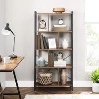 Estantería de Almacenamiento de 5 Niveles, Organizador de Oficina de Estudio, con Compartimentos, para Salón, Estilo Industrial, Marrón Rústico y Negro - details 3
