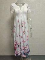 Elegante Vestido Largo con Encaje Impreso de Moda 2024 Cuello en V Alto Cintura Grande Swing Maxi para Mujeres - details 2