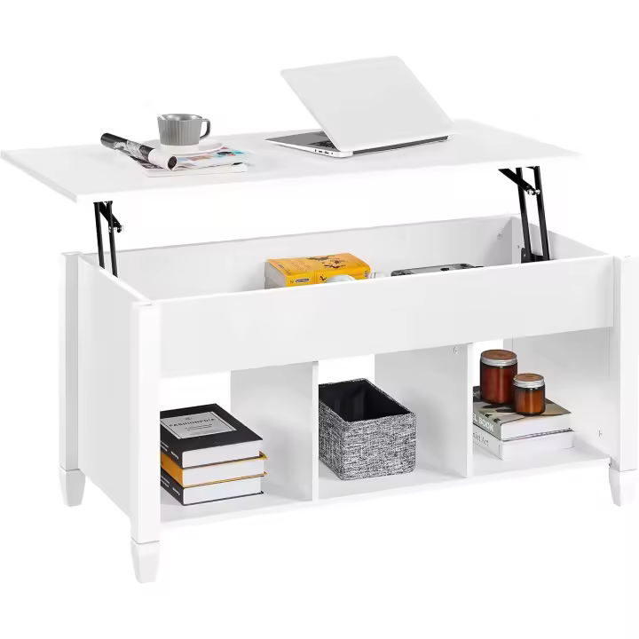 Mesa de Café Moderna Elevable de Madera Estilo de Sala con Revistero Tamaño 104,5×49,5×49,5-62,5cm - 1