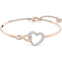 Colección de joyas de corazón infinito, collares y pulseras, acabado en tono rodio y oro rosa, cristales claros - details 0