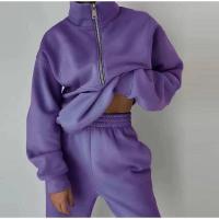 Conjunto de sudadera y pantalones de chándal de lana con cremallera, ropa deportiva informal, moda urbana, 2 piezas - details 13
