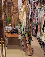 Vestido Midi Casual con Cuello en V Estampado de Leopardo para Mujeres Manga Corta Moda de Verano - details 8