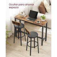 Taburetes de Bar Juego de 2, Tapizados de PU, Taburete Alto con Reposapiés, Montaje Sencillo, Industrial para Cocina, Comedor Marrón Rústico y Negro - details 3