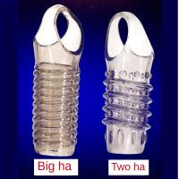 Anillo de pene de cristal con bloqueo de punta para hombre, dobladillo alargador, productos sexuales para parejas adultas, dos retraso - details 4