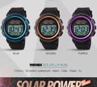 Reloj de Pulsera Deportivo al Aire Libre SKMEI para Hombres Correa de PU Solar Cronógrafo Alarma 5Bar Impermeable Digital Reloj Hombre 1096 con Material de Banda de Cuero Vegetal - details 2