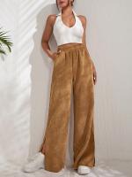 Pantalones de pana para mujer, cintura alta recta, pierna ancha, otoño, elegantes y originales - details 5