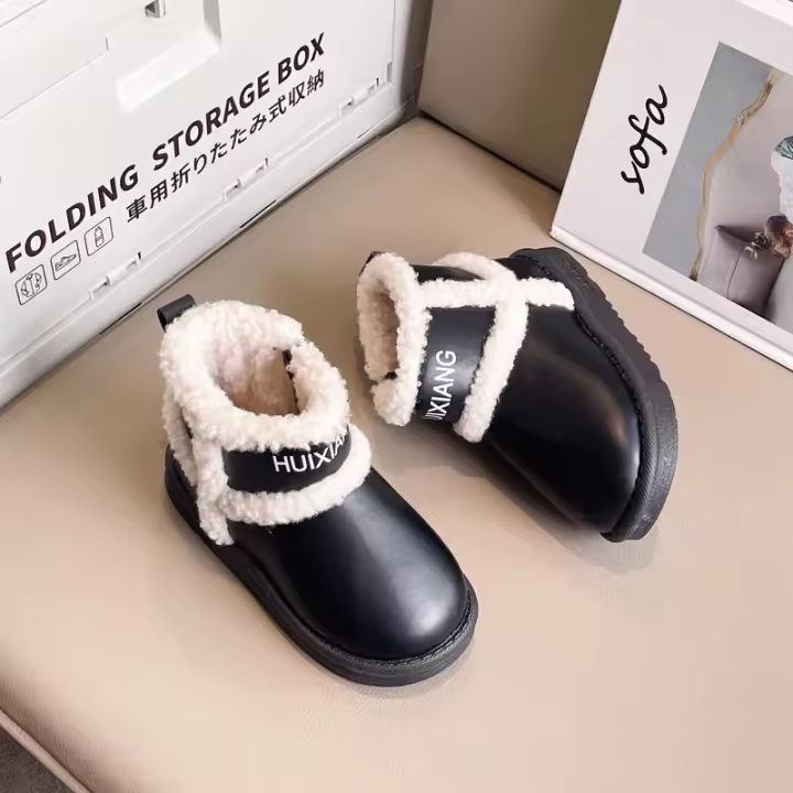 Zapatos de piel para niño y niña, botas informales antideslizantes, versátiles y elegantes, suela suave, estilo princesa, a la moda, invierno - 1