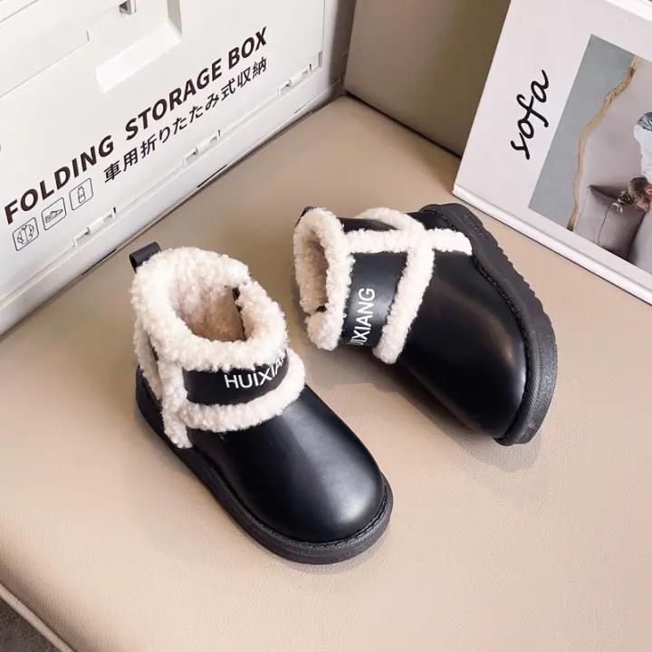 Zapatos de piel para niño y niña, botas informales antideslizantes, versátiles y elegantes, suela suave, estilo princesa, a la moda, invierno - 1