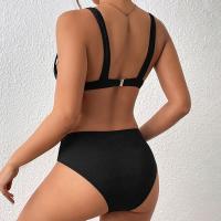 Conjunto de Bikini de Cintura Alta de V-Neck Sexy Traje de Baño de Push Up Negro para Mujeres - details 8