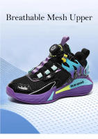 Nuevos zapatos ligeros de baloncesto para niños, zapatos deportivos con hebilla giratoria para niños, zapatillas deportivas transpirables para correr, zapatos de tenis para niños al aire libre - details 4