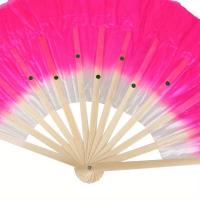 Abanico de baile corto de bambú con velo de rosa de arte popular chino para danza del vientre - details 6
