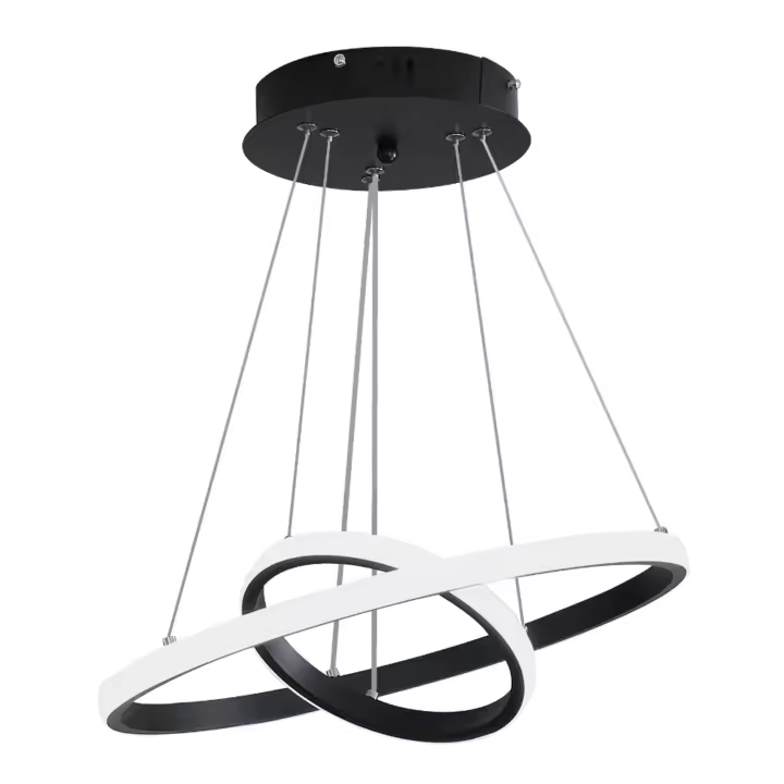 Lámpara de araña con aro redondo - negro - diámetro 20+40CM, luz blanca 27W - 1