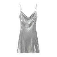 Ropa de mujer europea y americana, francesa, mini vestido de metal con tirantes brillantes 1165152 - details 7