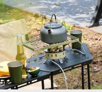 Barbacoa multifuncional plegable hoguera portátil camping parrilla de acero inoxidable, soporte para estufa de gas, parrilla para barbacoa al aire libre - details 3
