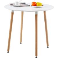 Mesa de Comedor, Estilo escandinavo Ronda Mesa y Patas de Madera de Haya, 80*72 cm, Color Blanco - details 0
