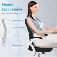 Silla de Escritorio Ergonómica con Reposacabezas Ajustable y Soporte Lumbar, Respaldo de Malla Transpirable, Reposabrazos Abatibles de 90 ° , Silla Giratoria de 360 ° - details 88
