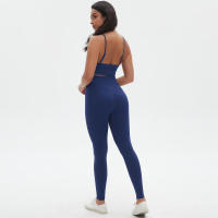 Conjunto de yoga de cintura alta para mujer, sujetador deportivo transpirable, mallas, equipo de fitness para levantamiento de pecho - details 18