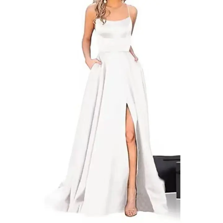 Vestido largo de dama de honor con hombros descubiertos, vestido de noche para damas de honor a la moda - 1