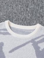 Nuevo Popular primavera otoño Graffiti Jacquard patrón suéter Casual cuello redondo contraste Color tejido jersey de los hombres - details 18