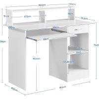Mesa de Escritorio Blanca Espacio de Almacenamiento con Soporte de Monitor Ideal para Oficina - details 2