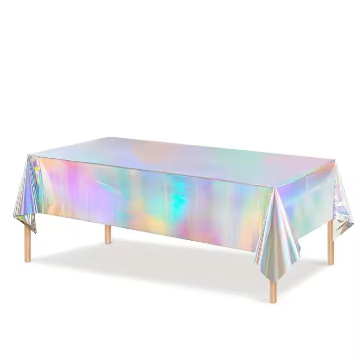 Mantel de Mesa de Plástico Iridiscente Cubierta de Mesa Desechable Brillante para Cumpleaños, Boda, Comida - 1