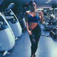 Mallas deportivas de retales de malla para mujer, medias de cintura alta, pantalones, ropa deportiva sólida para mujer, pantalones de Yoga Push Up para gimnasio de talla grande S-XL - details 1