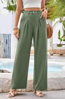 Pantalones de cintura alta para mujer, pantalones de vestir lisos a la moda, pantalones holgados de pierna recta para primavera y otoño - details 23