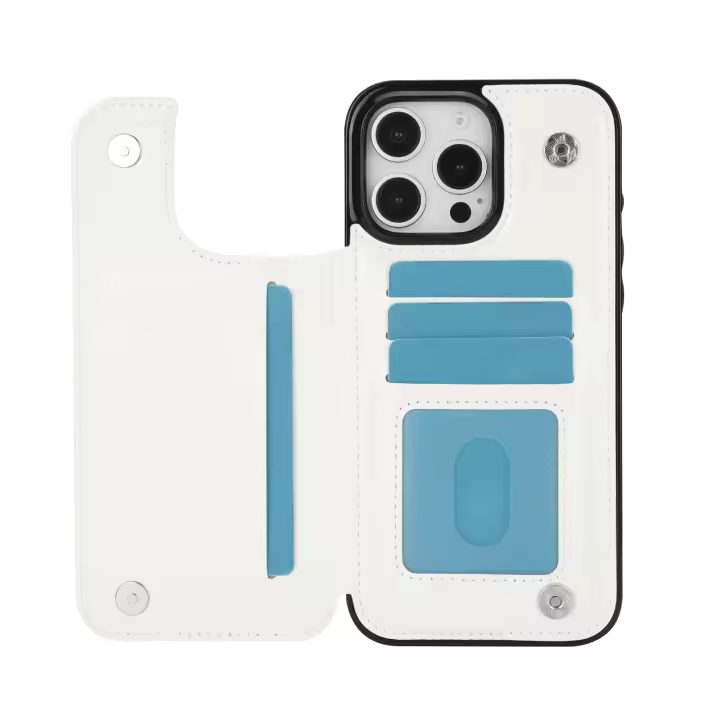 Para iPhone 16 15 14 Plus 13 12 Mini 11 Pro Max Funda de cuero PU Soporte para tarjetas, doble cierre magnético y Shockpro duradero - 1