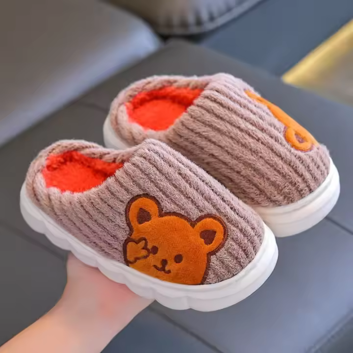 Zapatillas de Algodón para Niños en Invernal Zapatos de Casa Cálidos Antideslizantes para Niños y Niñas Zapatos de Peluche de Dibujos Animados Lindos - 1