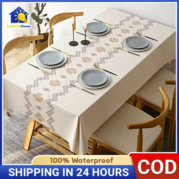 4/6/8 Seater Waterproof Table Cloth Cover Dining Table PVC Rectangular Mantel/Mantle Decor Aesthetic - 1