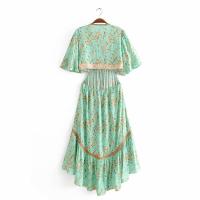 Vestido playero de manga corta para mujer, traje bohemio de rayón, ahuecado, Sexy, para verano - details 3