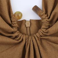 PB & ZA2025summer nuevo vestido suelto cómodo con cuello halter estilo de vacaciones en la playa estilo hebilla de color sólido para mujer - details 5