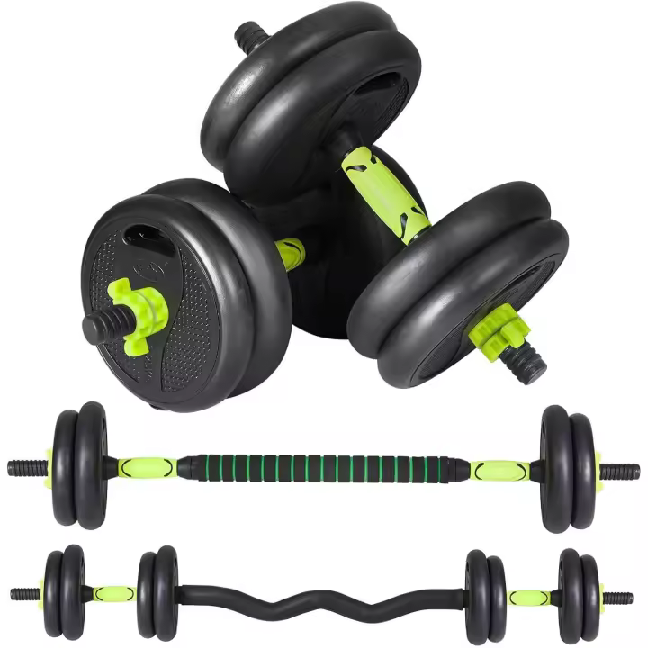 Pesas Ajustables 10-15 KG, Kit de Pesas y Mancuernas con Barra Recta y Curva, Agarre Antideslizante, Juego de Mancuernas, Mancuernas, Mancuernas Ajustables para Gimnasio en Casa - 1