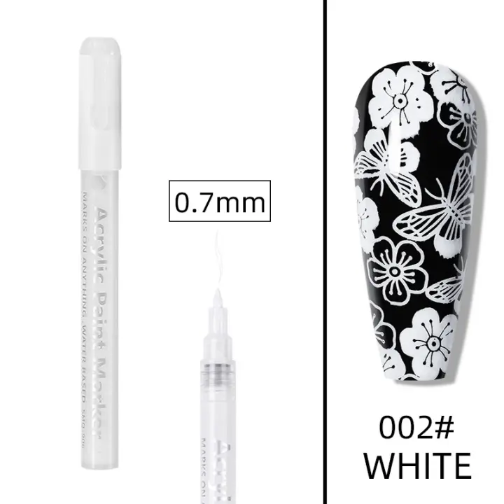 Lápiz de pintura de Graffiti de dibujo de manicura, herramienta de Arte de uñas de Color dorado negro, pincel delineador impermeable, línea abstracta DIY, patrón de flores 3D - 1