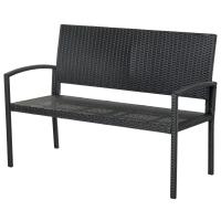 Homfa Patio al aire libre Banco de mimbre de ratán Silla de dos plazas Reposabrazos Cubierta de jardín Silla de ratán para todo tipo de clima Sofá de dos plazas - details 4