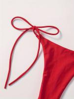 Conjunto De Bikini De Dos Piezas De Moda De Color Sólido, Con Cuello Halter, Triángulo Sin Espalda Y Lazos Laterales - details 20