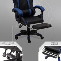 Gaming con Respaldo Ergonómico Inclinable y Altura Ajustable, Silla de Oficina con Soporte Lumbar, Acolchado y Reposapiés Extraíble, Negro, 58x66x114-124 cm - details 42