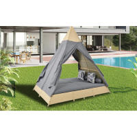 Conjunto de Jardín de Rattan Tenda, Cojines de Asiento, Cortina de Puerta Grisa - details 3