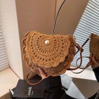 Bolso tejido con hilo de algodón con borde de flores, bolso cruzado de paja Retro ahuecado, bolso tejido de estilo étnico con perlas transpirables para uso diario - details 21