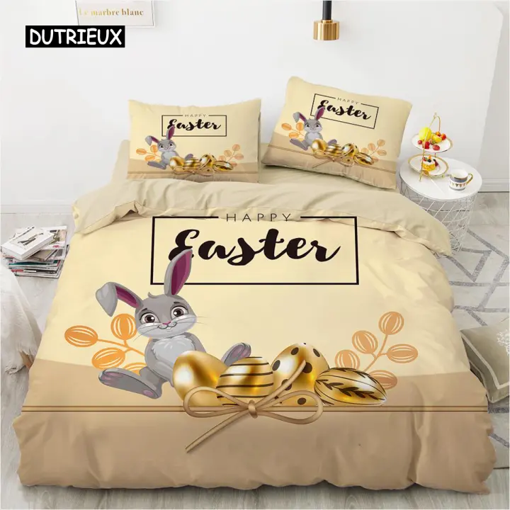Juego de Fundas de Almohada de Pascua de Conejo Lindo Estilo de Dibujos Animados Tema de Pascua - 1