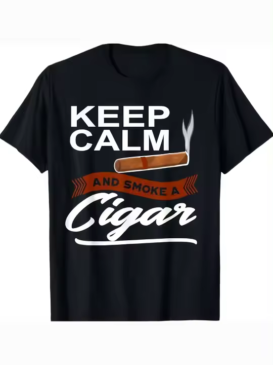 Camiseta Keep Calm and Smoke a Cigar, regalo para papá, manga corta con cuello redondo suave y cómoda, 230g - 1