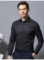 Camisa de manga larga para hombre, vestido informal elegante con botones, color liso en blanco y negro, elástico, a la moda, novedad de 2024 - details 5