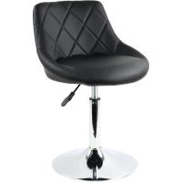 Taburete de Bar de Cuero PU Elevable y Ajustable Estilo de Peluquería Alto Negro - details 0