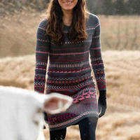 Vestido largo tejido de lana Jacquard para mujer, moda de otoño e invierno - details 3