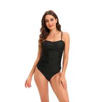Traje de baño básico de una pieza talla grande XXL con giro frontal, tankini para mujer, ropa de playa de color sólido, traje de baño, conjunto de bikini - details 1