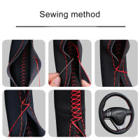 Protector para volante de coche de cuero Nappa con agujas, hilo Universal de 38cm de durabilidad, cubiertas de dirección para coche, accesorios DIY para coche - details 7
