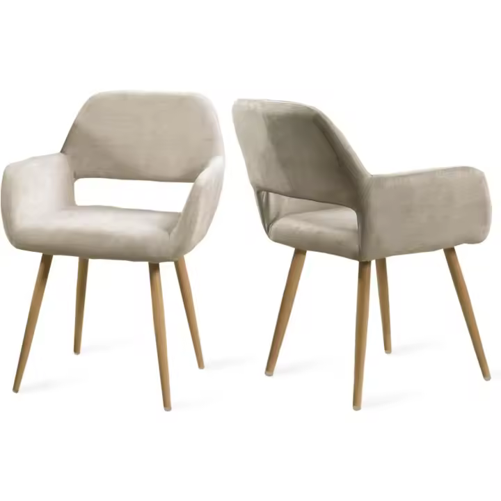 2 Sillas Comedor Vintage Retro Sillón Tapizado en Gamuza con Reposabrazos Patas Metálicas para Cocina Salón - 1