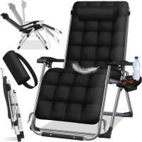 Tumbona Plegable y Resistente |   Silla de Jardín, Capacidad de 200 kg, Acolchado Ergonómico Extra Ancho, Respaldo Ajustable, Almohada para el Cuello y Portavasos Beige - details 9