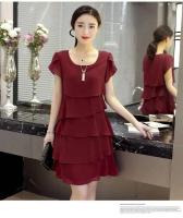 Novedad de verano, vestidos de gasa de retales para mujer, vestido Midi holgado Irregular de manga corta de Color sólido, ropa elegante de moda para mujer - details 3